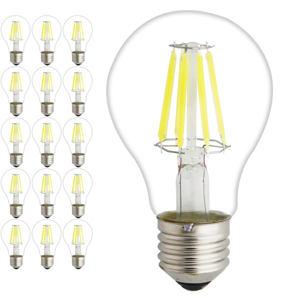 Mengjay 15 Stück E27 LED Classic Lampe ersetzt 60w LED Glühbirne Glühfadenlampe, 8W A60 650LM Kaltweiß 6000K Glühfaden Birnen, Filamentstil Klar, Nicht Dimmbar