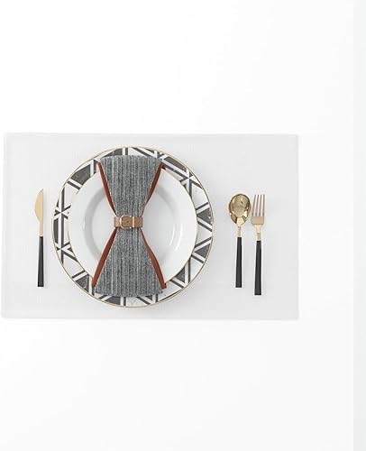 Miniatura 27 de Juego de 4 manteles individuales de lino suave hechos a mano resistentes al calor, manteles individuales para mesa de comedor, manteles individuales