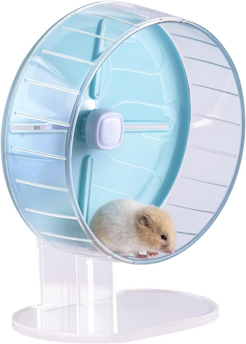 MouseBro Windmill Silent Candy-Color Hamster Wheel with Height-Adjustable Base and Cage Attachment for Hamsters, Gerbils,Dwarf Hamsters,Mice,Rat,and Other Small Animals