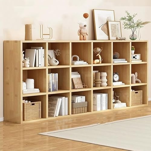 ILWorkTLs 18 Cube Open Bookshelf,3 Tier Floor Standing Bookcase,Wooden Book Display Shelf,Open Storage Organizer for Home Office,Living Room