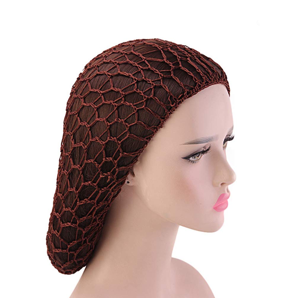 Minkissy 2 Stück Schlafende Haarnetze Häkeln Haarnetz Langes Haar Snood Cover Turban für Frauen Mädchen Beige Kaffee