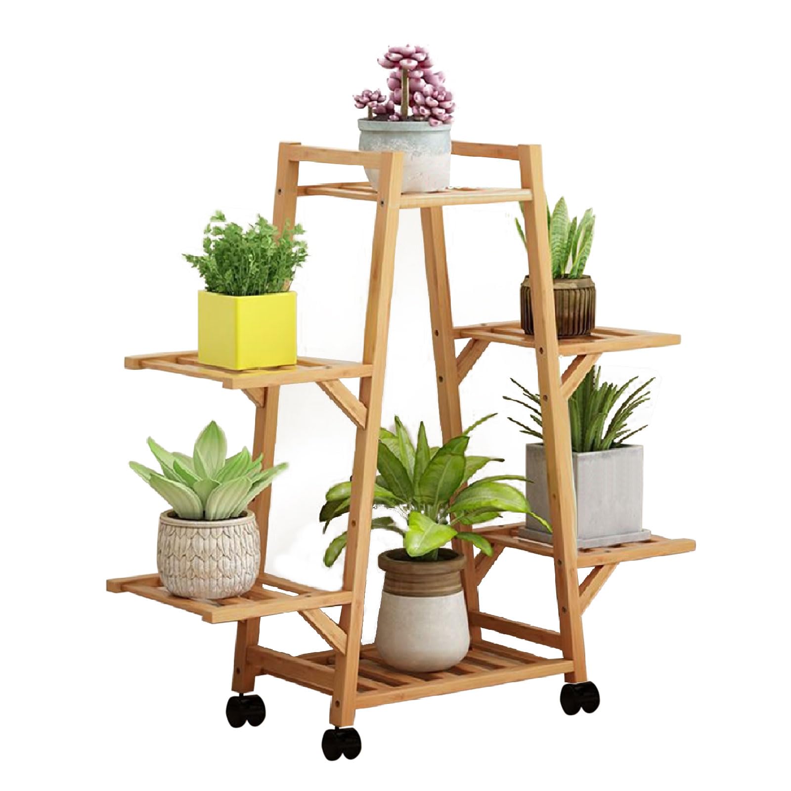 Amazon.co.jp: Pugrwei フラワースタンド プランターラック花台 竹製 6