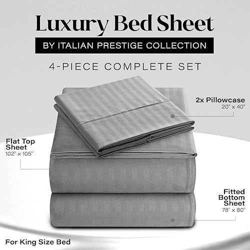 Vista 51 de Elaine Karen Juego de sábanas Queen – Sábanas de 4 piezas a rayas tamaño Queen – Juego de sábanas de bolsillo profundo suave y refrescante – Ropa