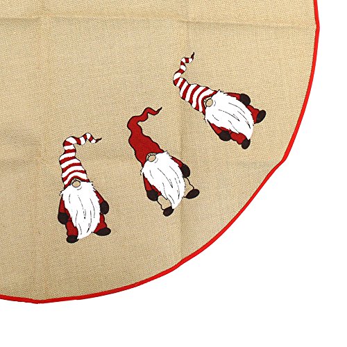 Bamboomn 39" Round Christmas Tree Skirt Floor Base Cover Decoration Holiday Collection Jute Burlap, Gnome Edition, 1 Piece #TOP1