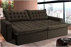 Sofá Retrátil Reclinável e Cama 2,15m Cama Inbox Flex Suede Velusoft Café