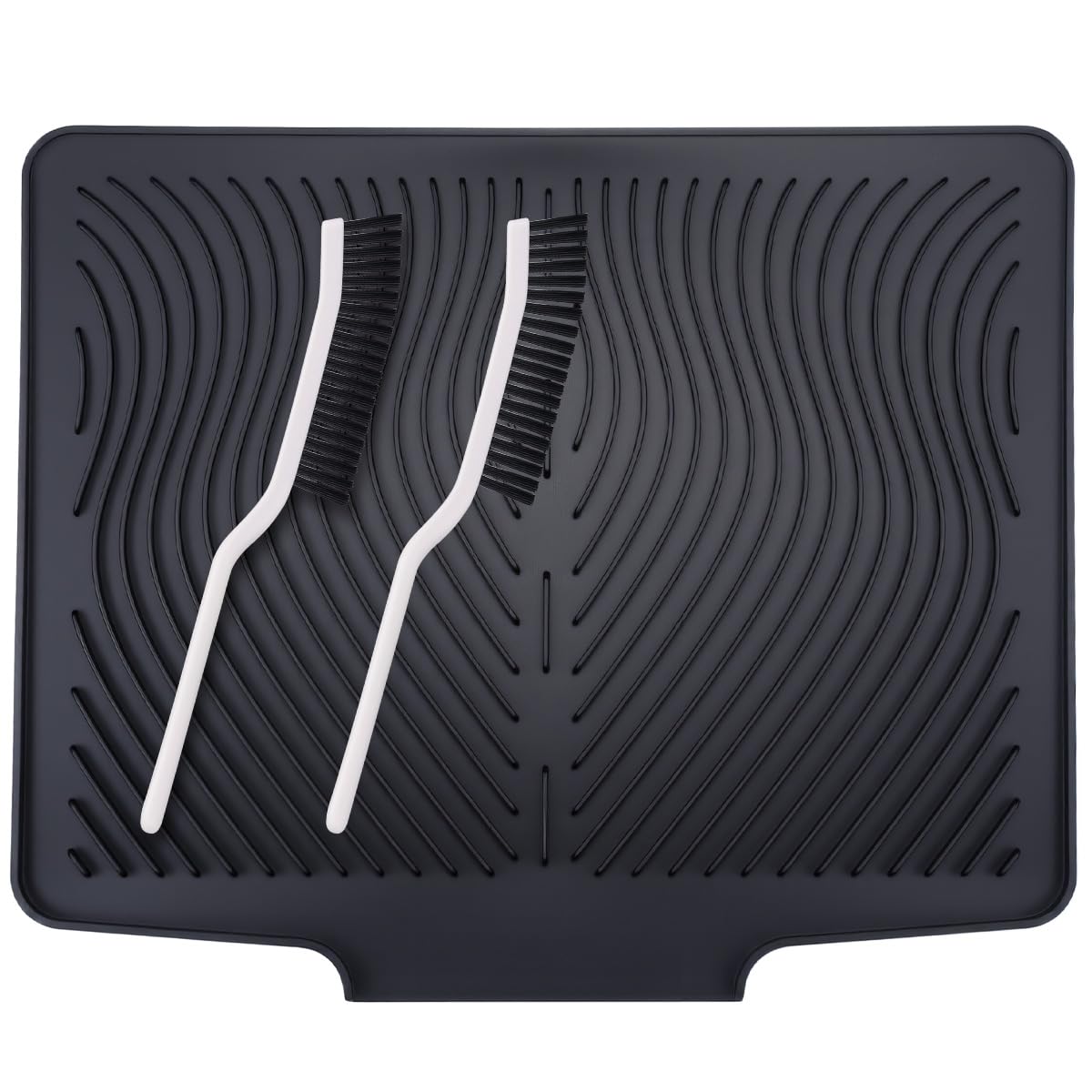 Silicone Draining Mat,Silicone Dish Drying Mat,Non-Slip Sink Drainer Mat,Heat Resistant Folding Draining Board Mat for Kitchen Counter, Sink, 40×33 cm (with 2 Cleaning Brushes