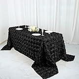 BalsaCircle 90x132 Black Satin Raised Rosettes Rectangle Tablecloth Wedding Party Dining Room Table