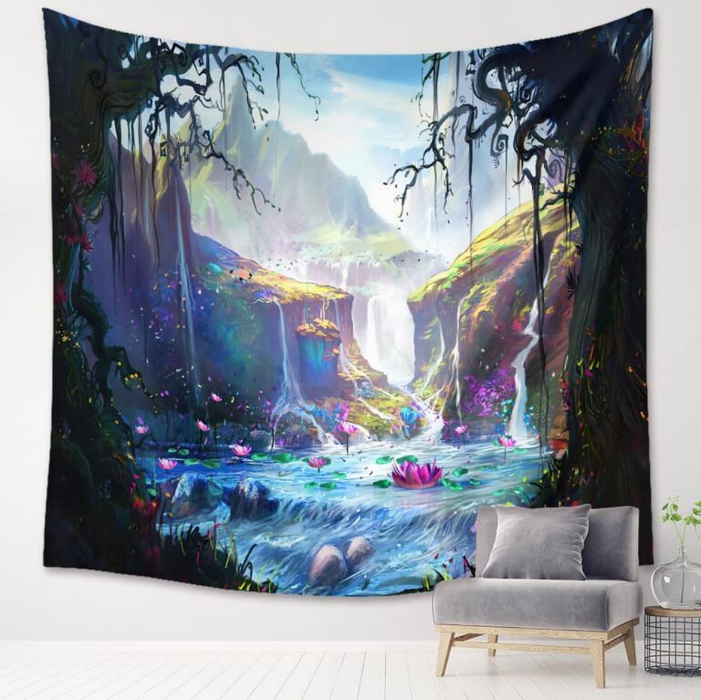 Amazon.co.jp: ゲームの世界に一層没入できるタペストリー VR 仮想空間 バーチャル ゲーマー GAME 幻想 妖精 大樹 マナ アート  130X150cm インテリア ポスター 目隠し おしゃれ 模様替（GA29） : ホーム＆キッチン