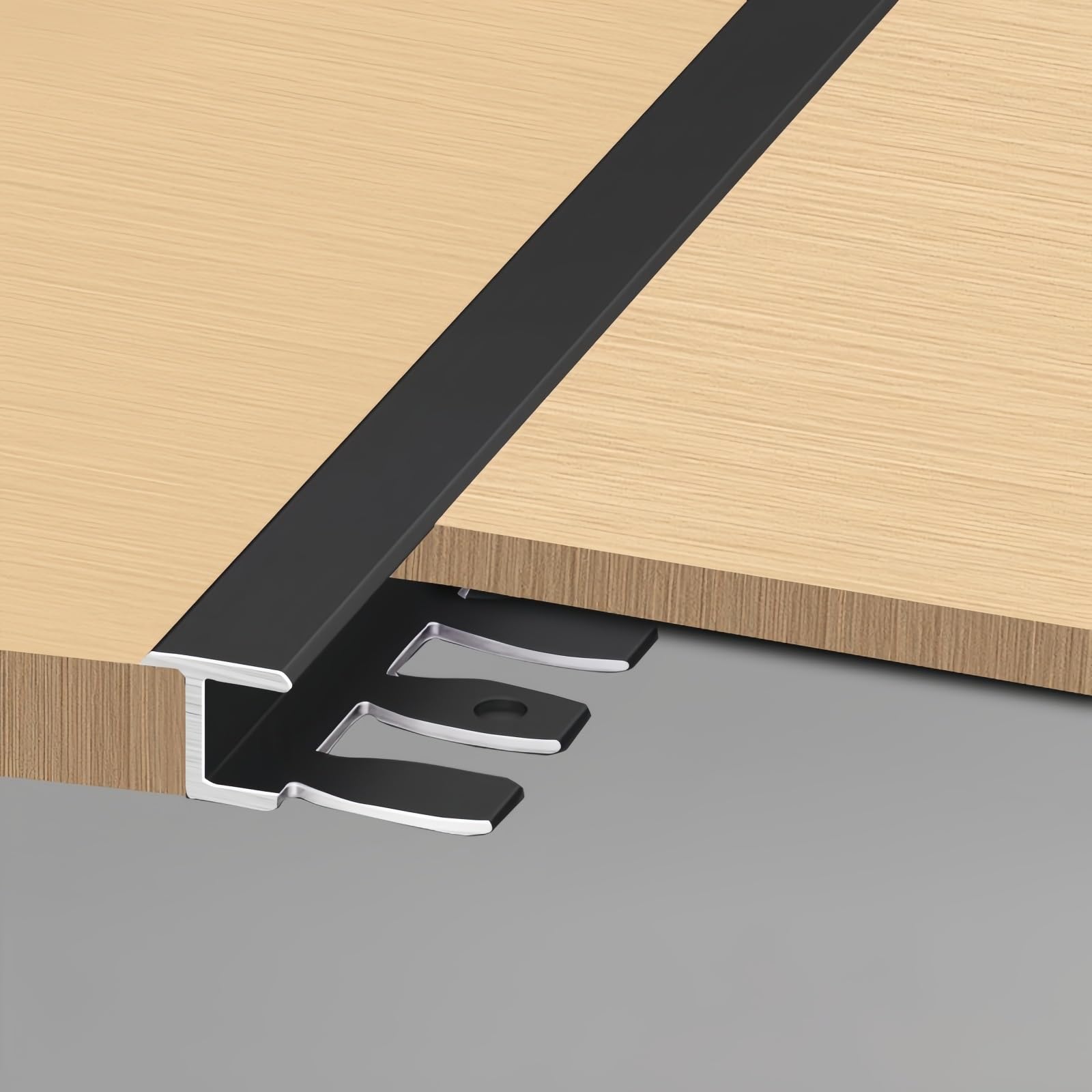 Perfil flexible de aluminio para parquet baguette de 90 cm, 3 piezas, negro, 18,5 mm, fácil renovación para azulejos e interiores