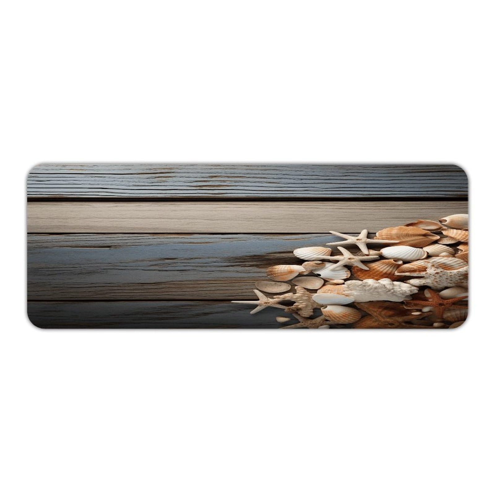 Alfombra de cocina 45x120 cm con diseño de conchas marinas tapete antideslizante lavable y suave