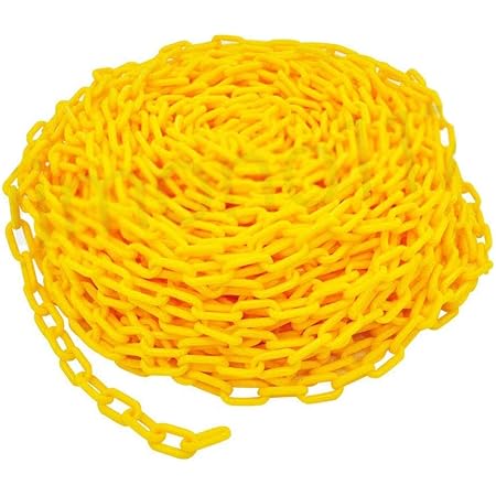 Amazon Iimono117 プラスチックチェーン F6mm 50m イエロー 軽量 カット自在 カット可 駐車禁止 進入禁止 カラープラポール 防犯 区画整備用品 リンクチェーン
