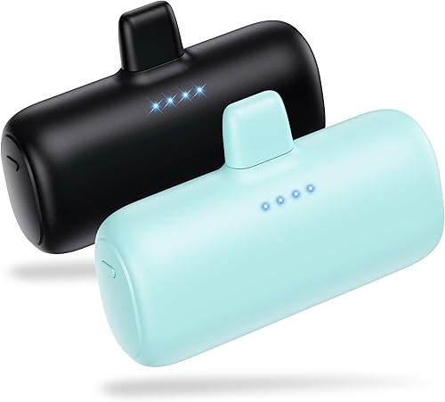 Paquete de 2 Mini cargador portátil para iPhone, 5200 mAh ultra compacto PD carga rápida, cargador de batería enchufable, cargador de teléfono