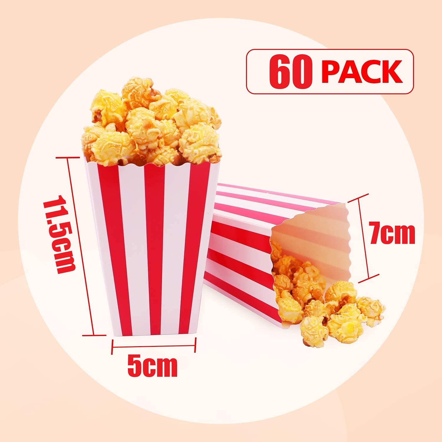 Lot De 36 Boîtes Popcorn Carton - Motifs Fête Anniversaire Mariage - Conteneurs Snacks Bonbons Or