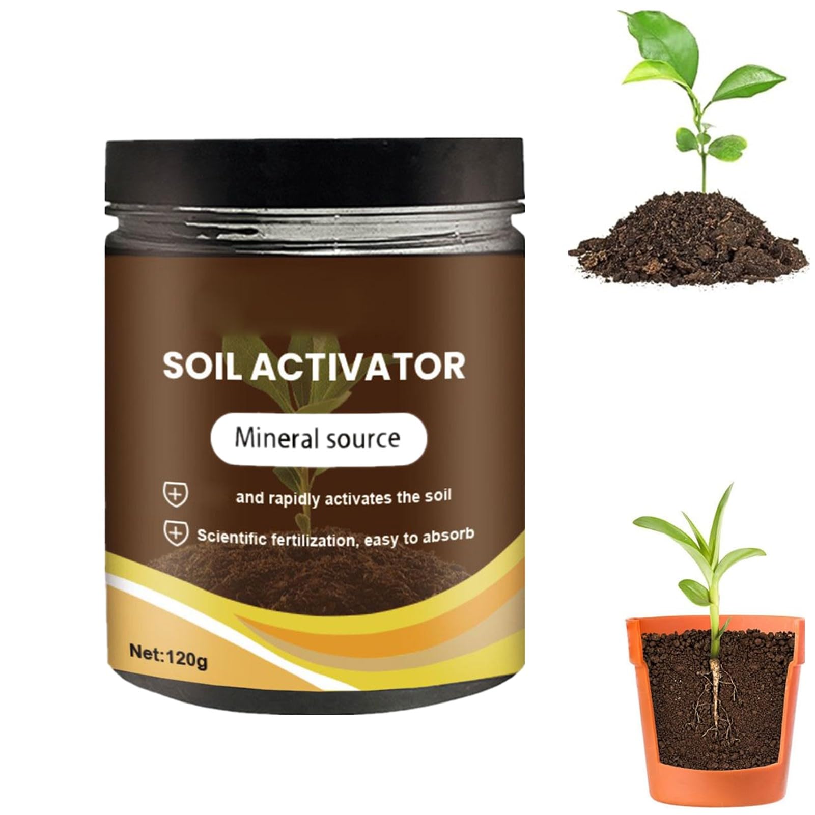 Organic Soil Activator and Plant Fertilizer for Garden Beds Lawns and Houseplants Soil Activated Treasure for Root Growth and Compaction Prevention Potting Mix Revitalizer 120g