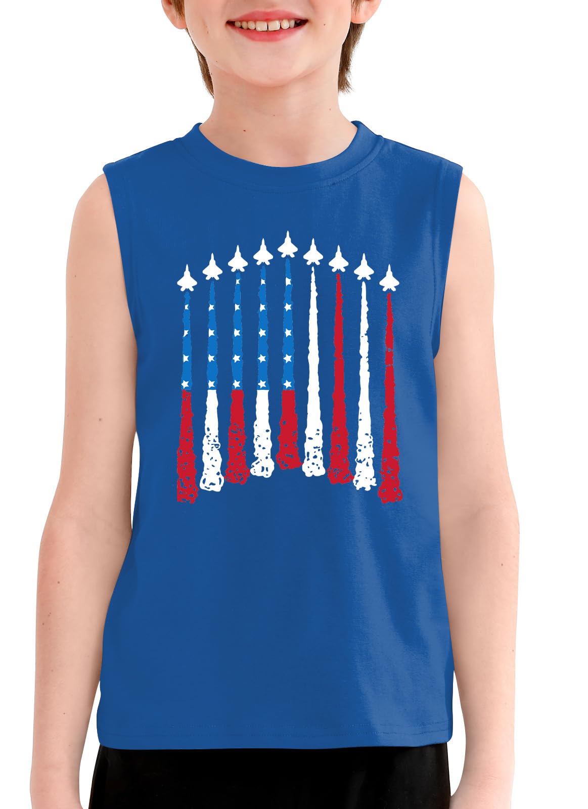 Boys 4th of July Patriotic Sleeveless Tee American Flag Tank Top 6-14 Years