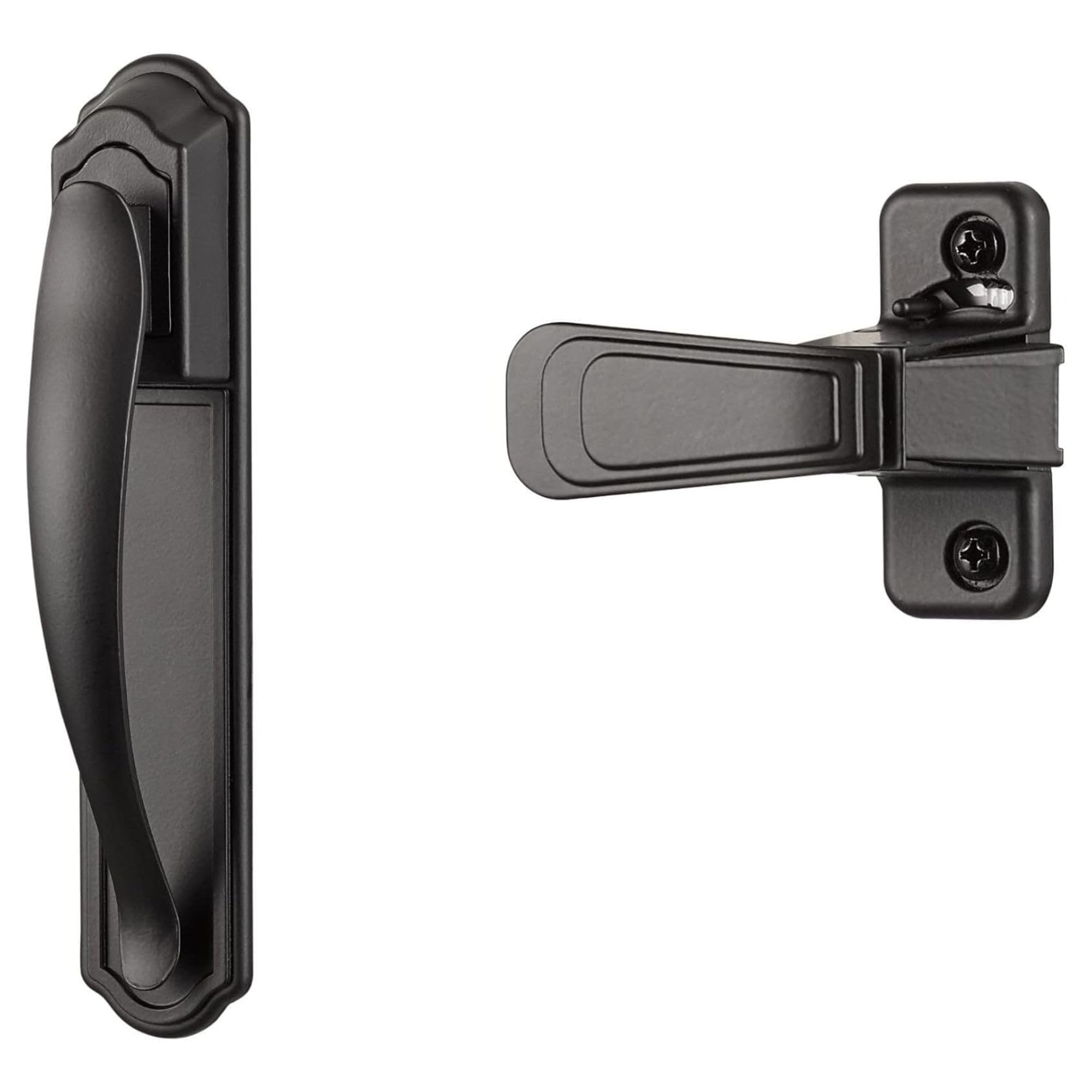Ideal Security Storm & Screen Door Handle Set – Matte Black, 2-Piece – Interior Latch With Thumb Lock – Fits 1" To 2-1/8" Thick Doors – 1-3/4" Screw Post Spacing – Surface Mount 2 thumbnail image