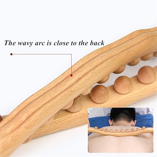Miniatura 5 de Herramientas de rodillo de masaje de drenaje linfático para terapia de madera, 8 cuentas, terapia de tejido suave, alivio gua sha 20.47 pulgadas