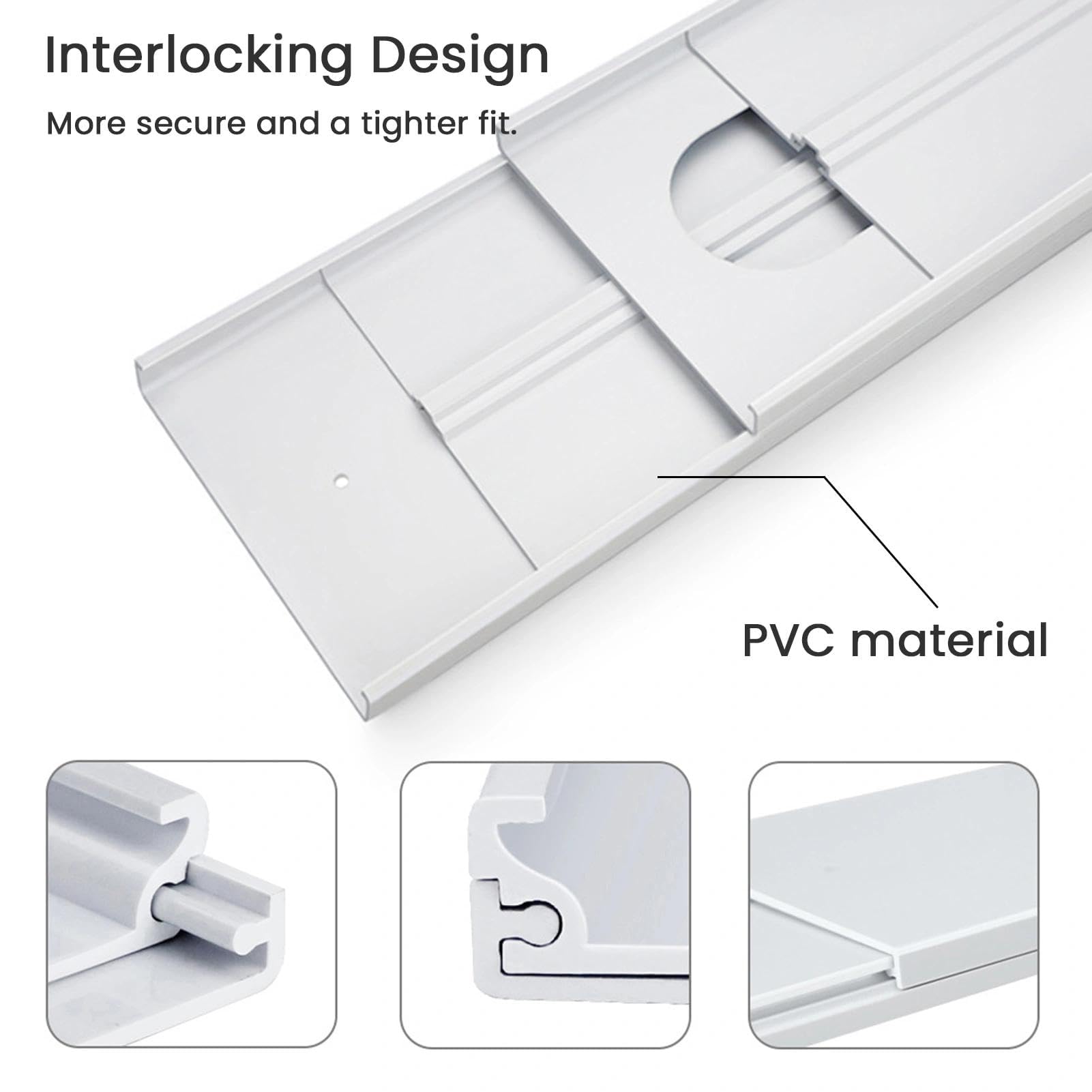 Kit de ventilación portátil para ventana de CA, sello universal ajustable de 55 a 160 cm, manguera de escape de 15 cm para ventanas horizontales y verticales