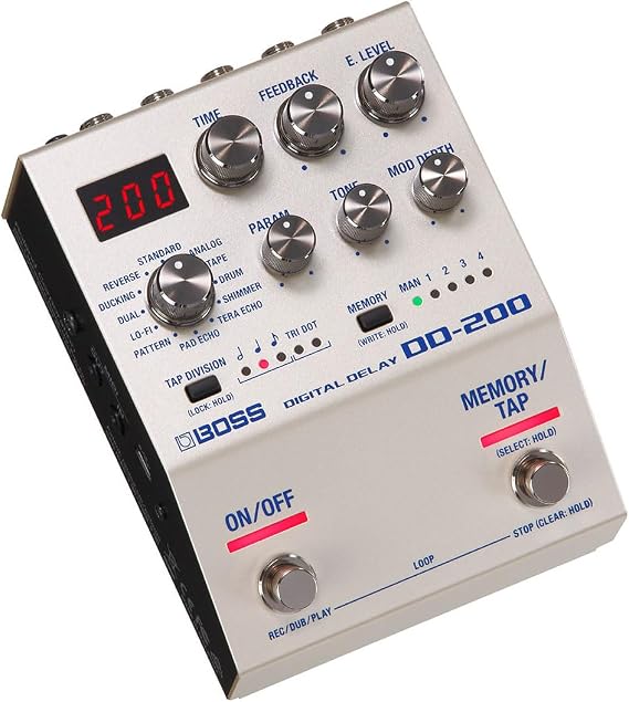 BOSS DD-200 Digital Delay Compact Effector, 12 Delay Modes, Equipped with Looper Function, Guitar/Bass