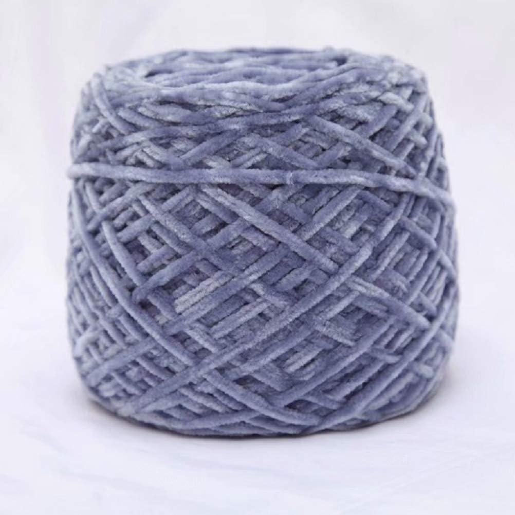 DIRUNEN Baby Chenille Velvet Yarn Bulky Vegan Soft Yarn Knitting Yarn Polyester Blended Cotton Chenille Yarn Hand Knitting Yarn DIY Crochet Thread for Clothing Hat Scarf Blanket Z Grey 0.55 lb/0.25kg