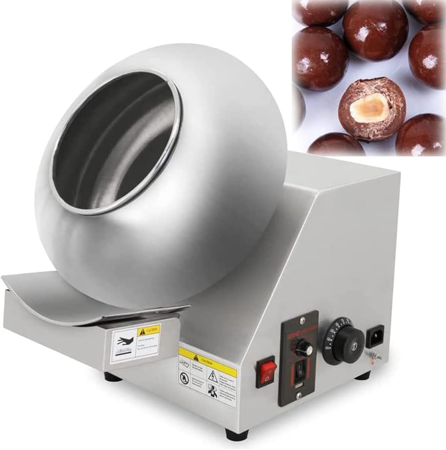 Generic Commercial Machine,Automatic Sugar Coating Machine Chocolate Coating Machine Candy Coating Pan Table Small Commercial Chocolate Panning Machine, Coater Sugar Pan Peanut Nut Coating, 400mm