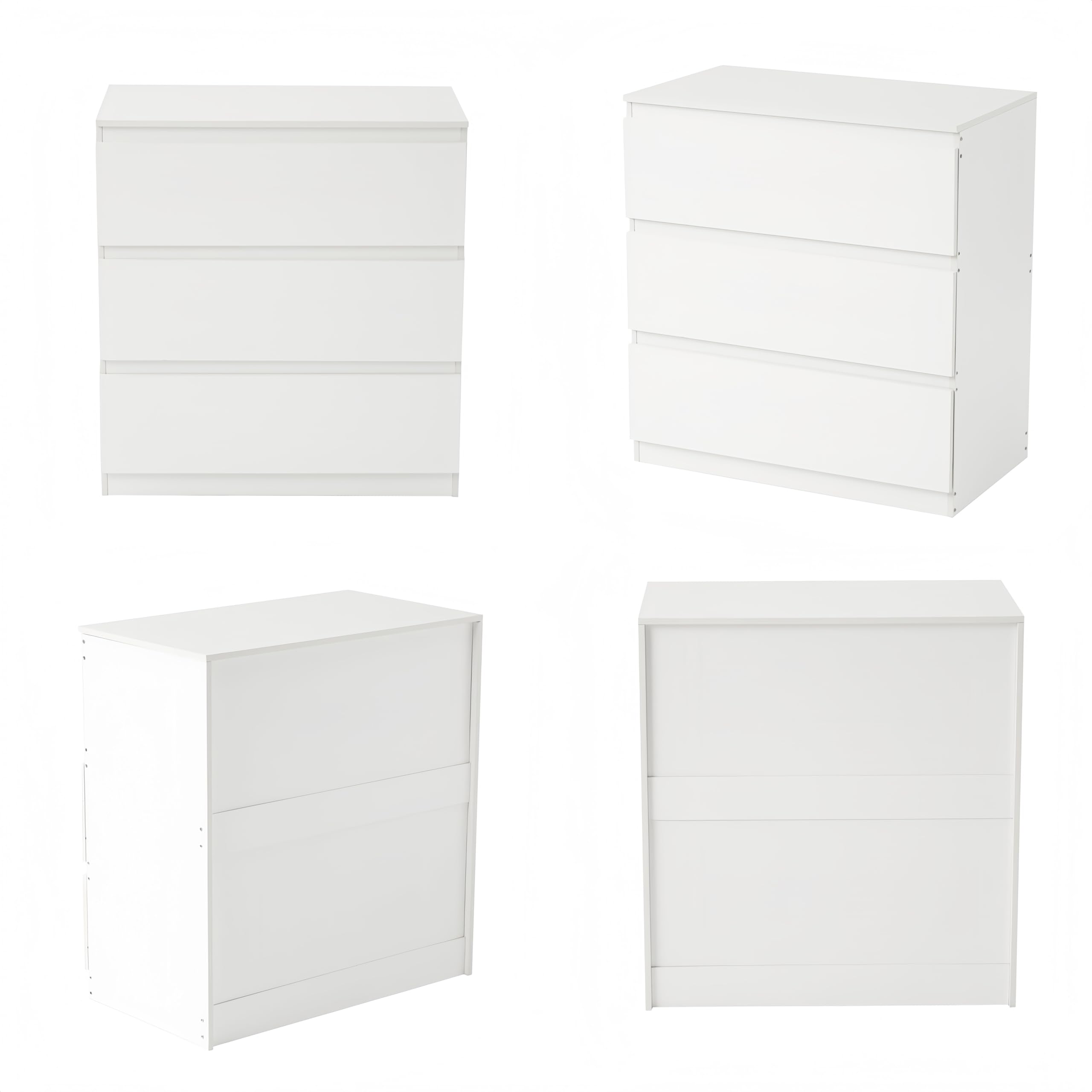 Cómoda Blanca con 3 Cajones, Cómoda y Cajonera Dormitorio Mueble de Cajonera Blanca Moderno Gavetero Alta 75 cm Almacenamiento Sinfonier para Dormitorio Salón Oficina (3 Cajones)