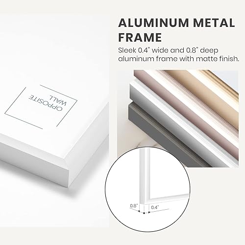 Miniatura 4 de Opposite Wall Marco de fotos de aluminio metálico, 24 x 36 pulgadas  24.0 x 35.8 in, color blanco mate elegante, ligero, inastillable y duradero,