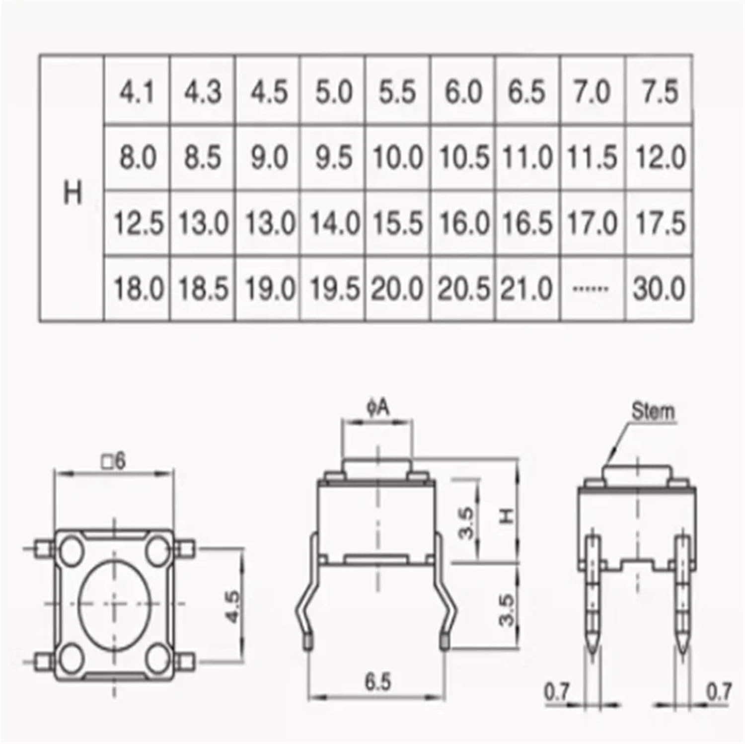 10 Models 6 * 6 Tact Switch Tactile Push Button Kit 4P 4.3 5~13MM DIP SMD Waterproof Bracket 6x6 Key PCB Switchs DIY(100PCS)