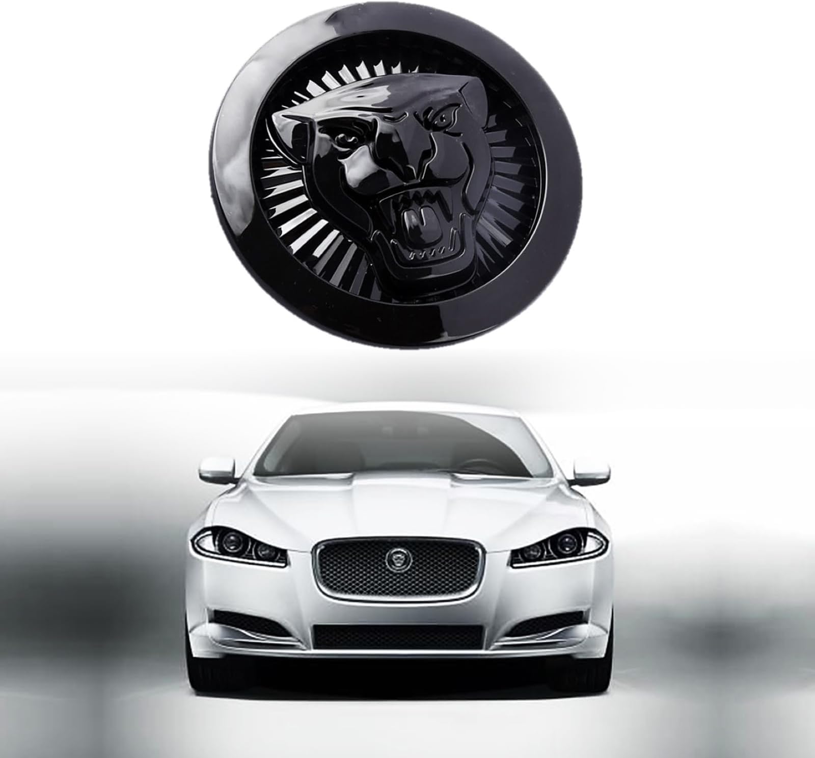 Emblem Compatible with XF 2009-2015 XJ 2011-2015 Front Center Grille Emblem 2.83inch Car Badge Emblem Accessories(Front Black 72mm)