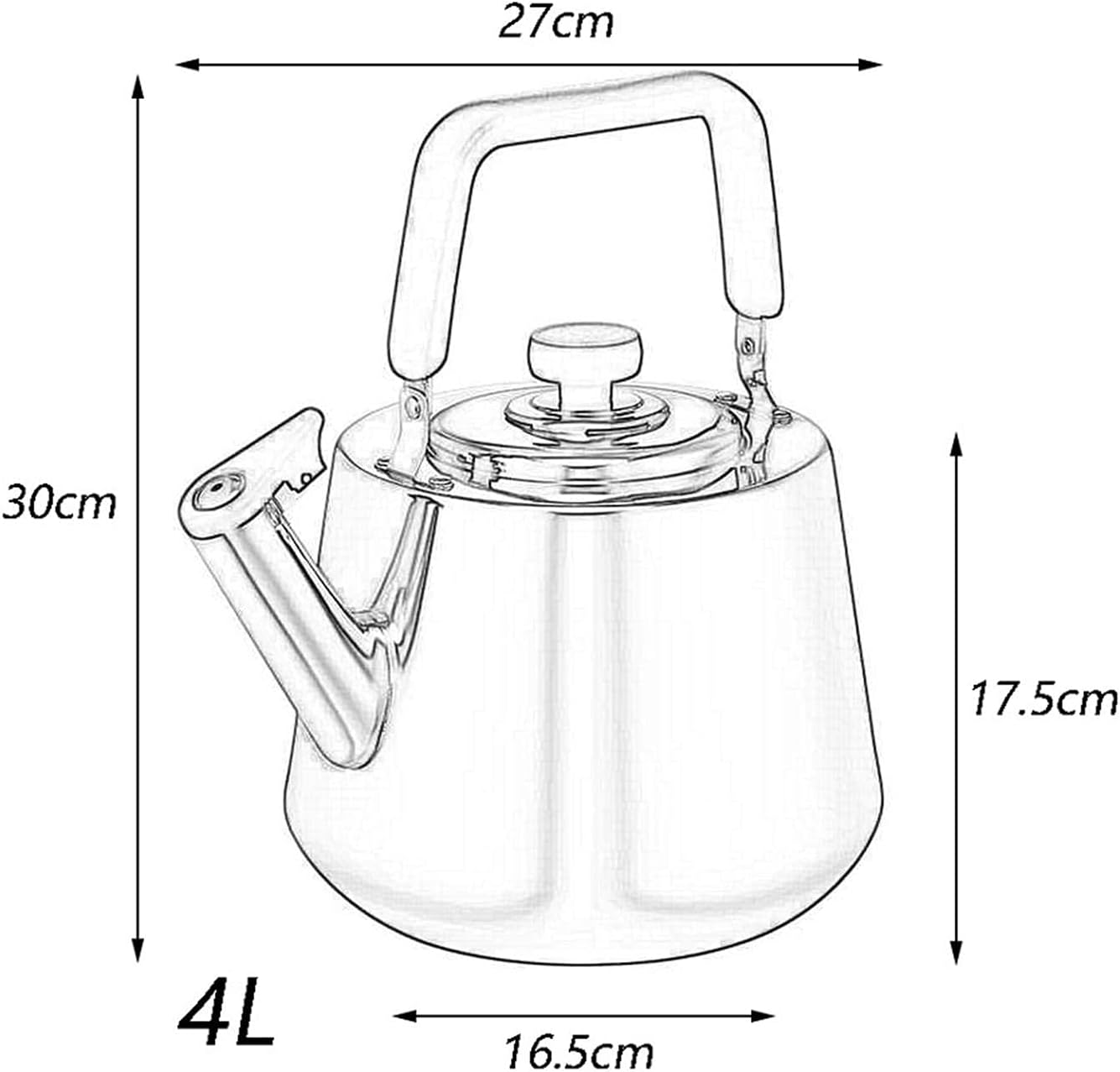 Camping Coffee Tea Pots Stainless Steel Whistle Teapot with Handle Stovetop Safe Tea Kettle Suitable for Kitchen Restaurant