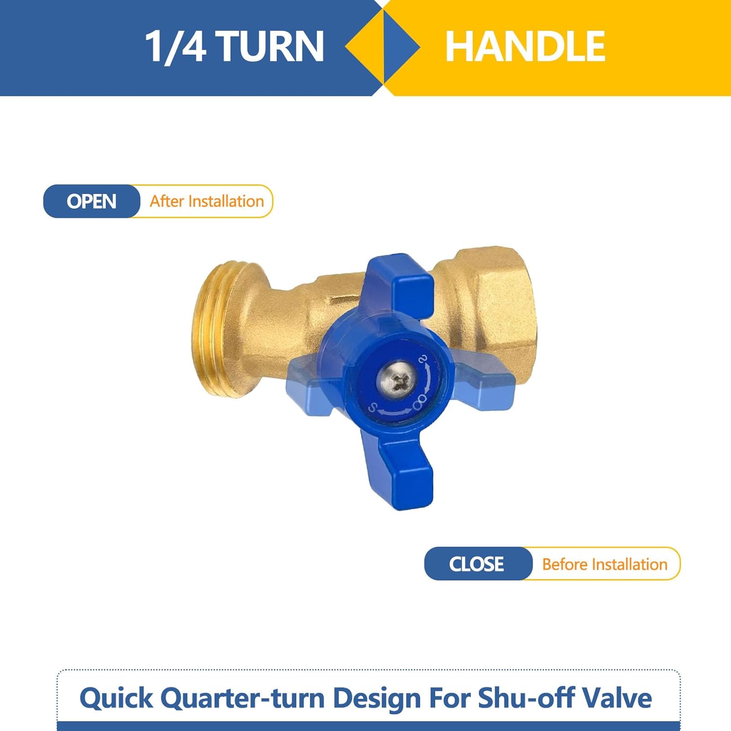 Outdoor Garden Spigot,1/4 Turn Sillcock Hose Bibb Faucet/Valve,1/2" Female NPT Inlet x 3/4" Male GHT Threaded Garden Hose Outlet/Connector(5Pack,Blue)(SILLCOCK039-5Pack)