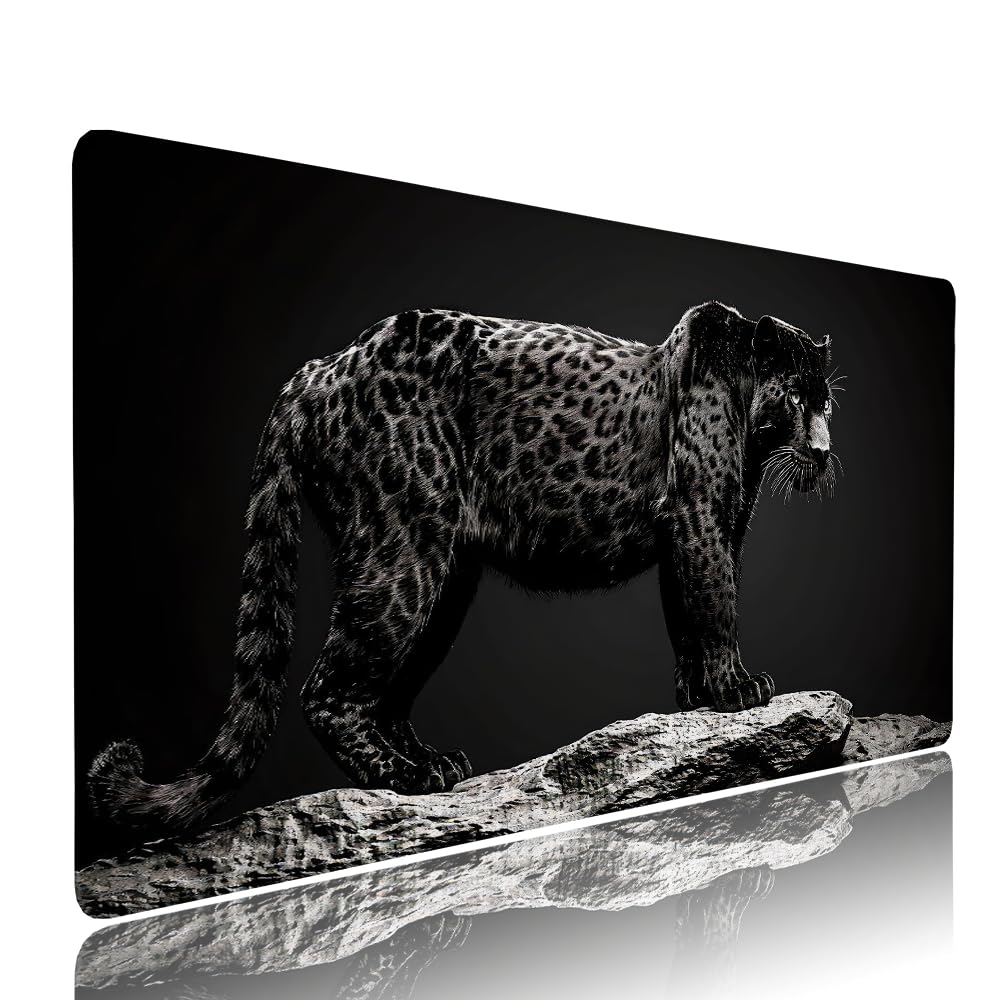 Alfombrilla de Mouse para Juegos, Nero, XXL, Antideslizante, Impermeable, Diseño de Leopardo, Extendido, Grande, 1200x600x3mm, para PC, Laptop, Ufficio, Famiglia d-292