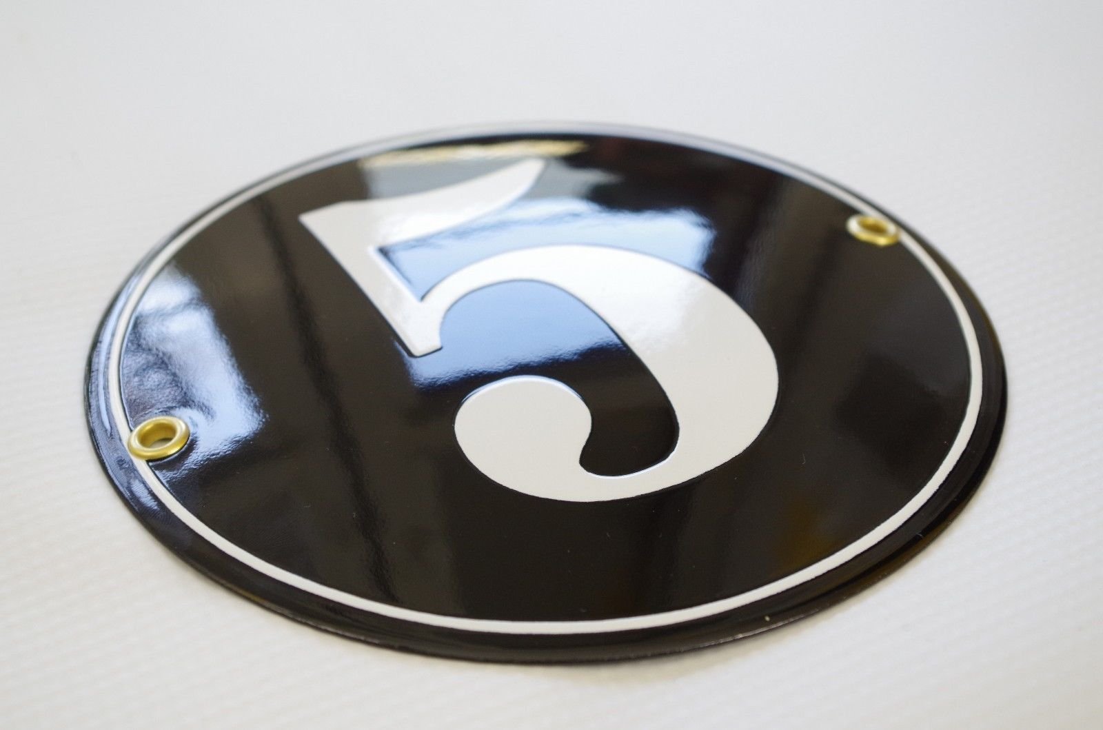 Hausnummer Hausnummernschild Emaille | Kreis Ø 15 cm | mit Wunschnummer Hausschild, Vorbohrungen, Personalisierte, Hausnummernschilder, Türschild, Wunschtext