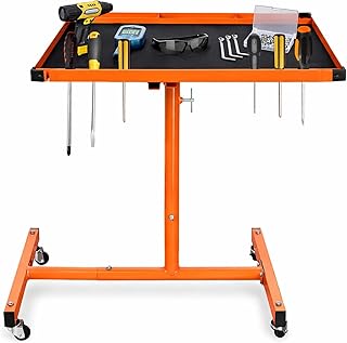 A A IN 250lbs Adjustable Work Table on Wheels, Mobile Rolling Tool Table