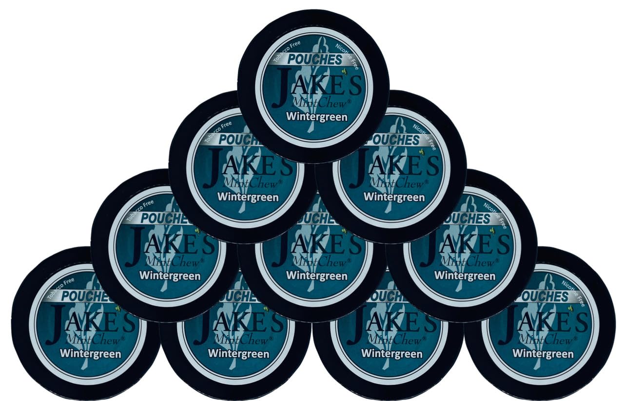 Jake's Mint Chew Wintergreen Pouches- 10 pack - Tobacco & Nicotine Free alternative