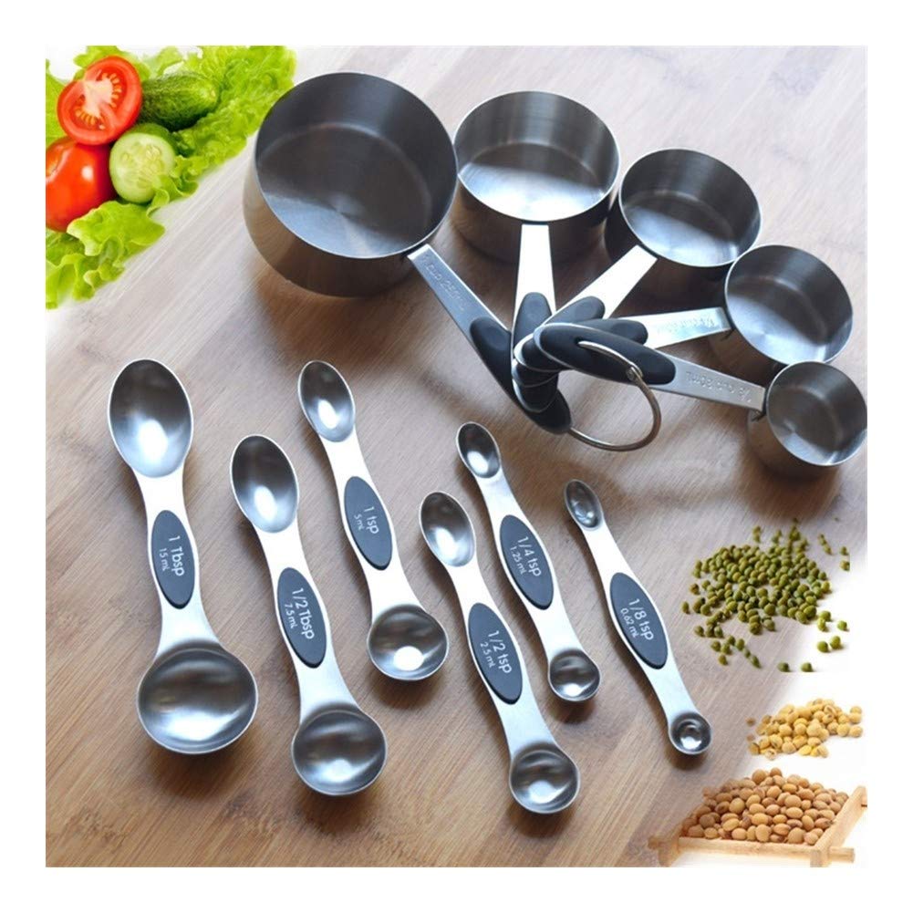 Messlöffel 11 PCS-Edelstahl-Messbecher Messlöffel Elf Sets Würzen Löffel Backen Messbecher