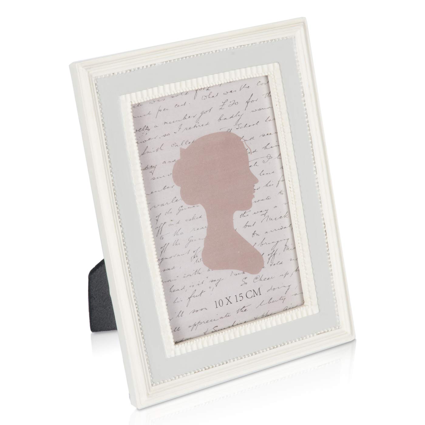 Cadre photo blanc et argent taille M pour décoration élégante