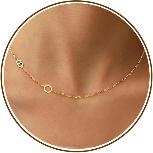 DONYUDE B Initial Necklaces for Women Simple Sideways Choker