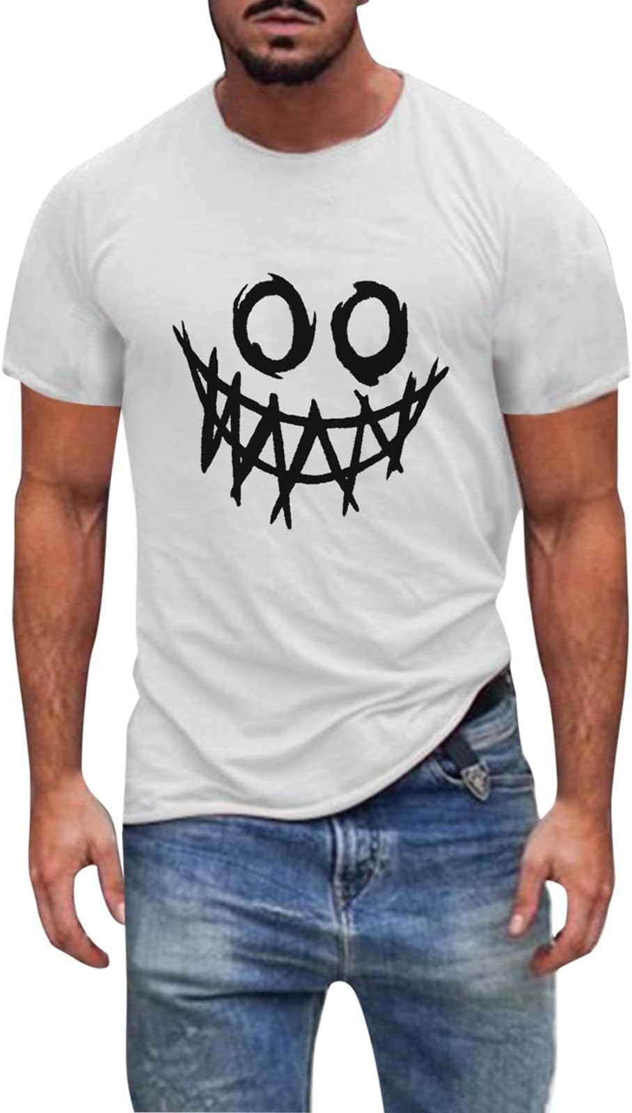 Men's Printed T-Shirts,Casual Crew Neck Top Athletic T Shirts Muscle Cut for Bodybuilding Workout Training Fitness Tops Gym T Shirts Men Cotton Running Short Sleeve T-Shirts Lightweight Sports Top
