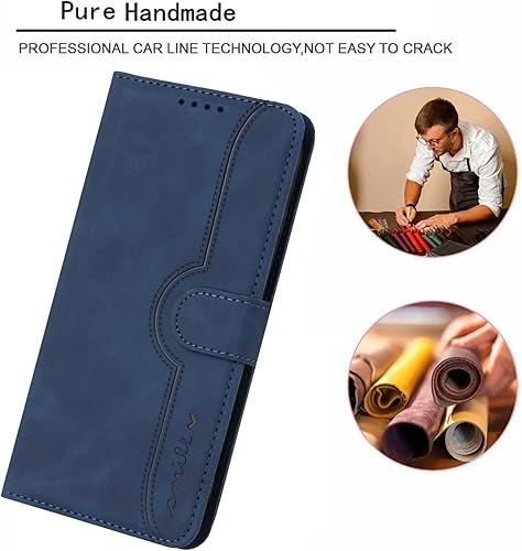 Miniatura 5 de WATSKY Funda de teléfono para Oppo A53 2020 4GA32 2020 4GA53S 4GA33 2020 4G con tapa abatible en relieve y tarjetero Funda protectora azul