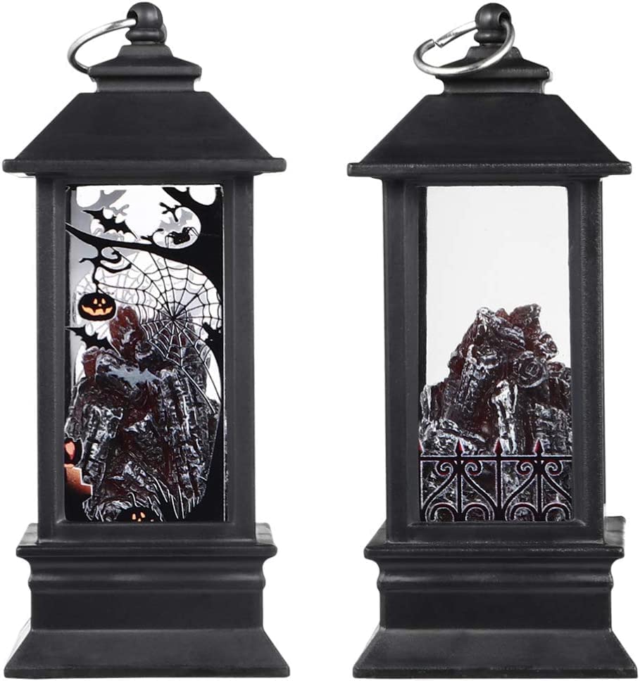 Lanterne de jardin Halloween à batterie et lampe automne extérieur
