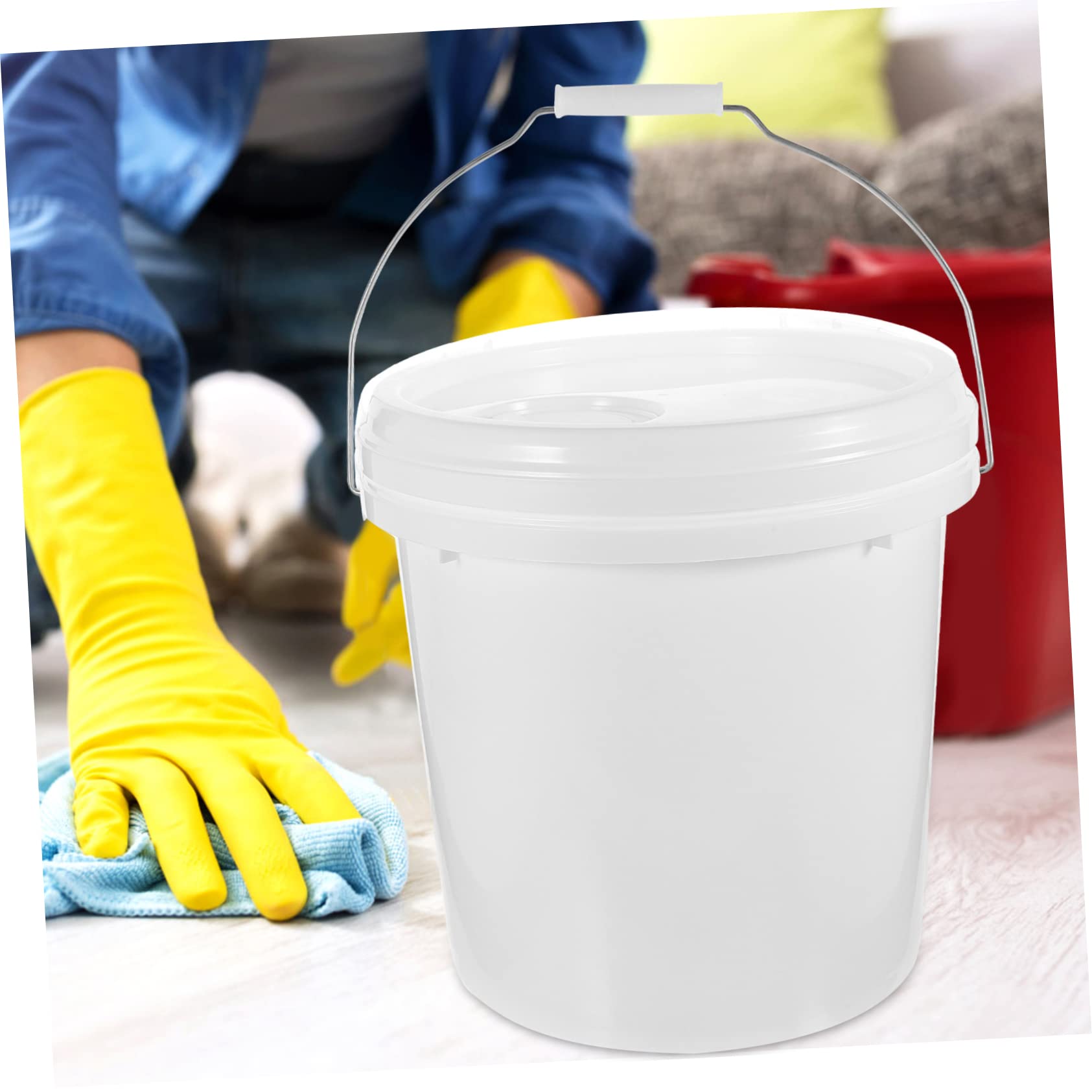 Cubo Redondo de Pintura Hdpe Blanco de 10 L con Tapa