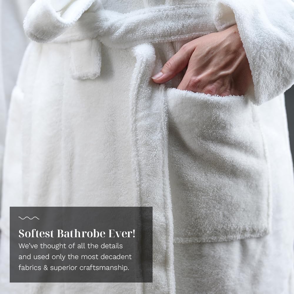 LUXOME Resort Bathrobe | Mid-length | Unisex | Soft & Absorbent | Viscose from Bamboo Blend | S, M, L, XL Sizes - Image 4