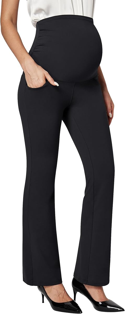 Pantalones de maternidad Ewedoos para mujeres Ropa de maternidad elástica sobre el vientre Vestido de embarazo Pantalones de trabajo con bolsillos