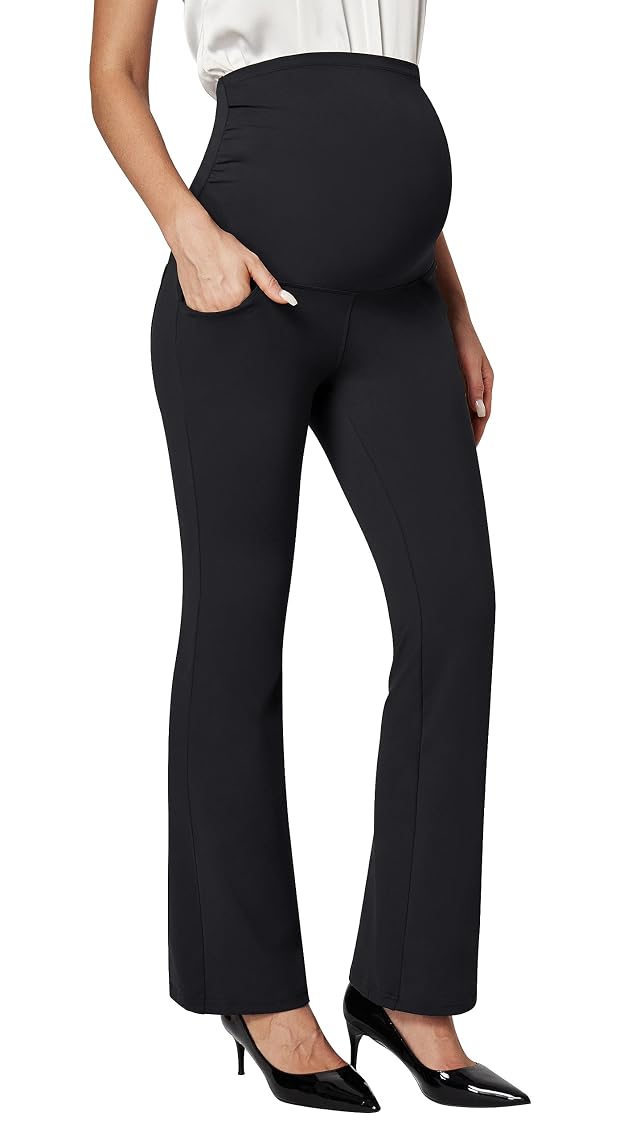 Ewedoos Maternity Pants for Women Stretchy Maternity Clothes Over The Belly Pregnancy Dress Work Pants with Pockets