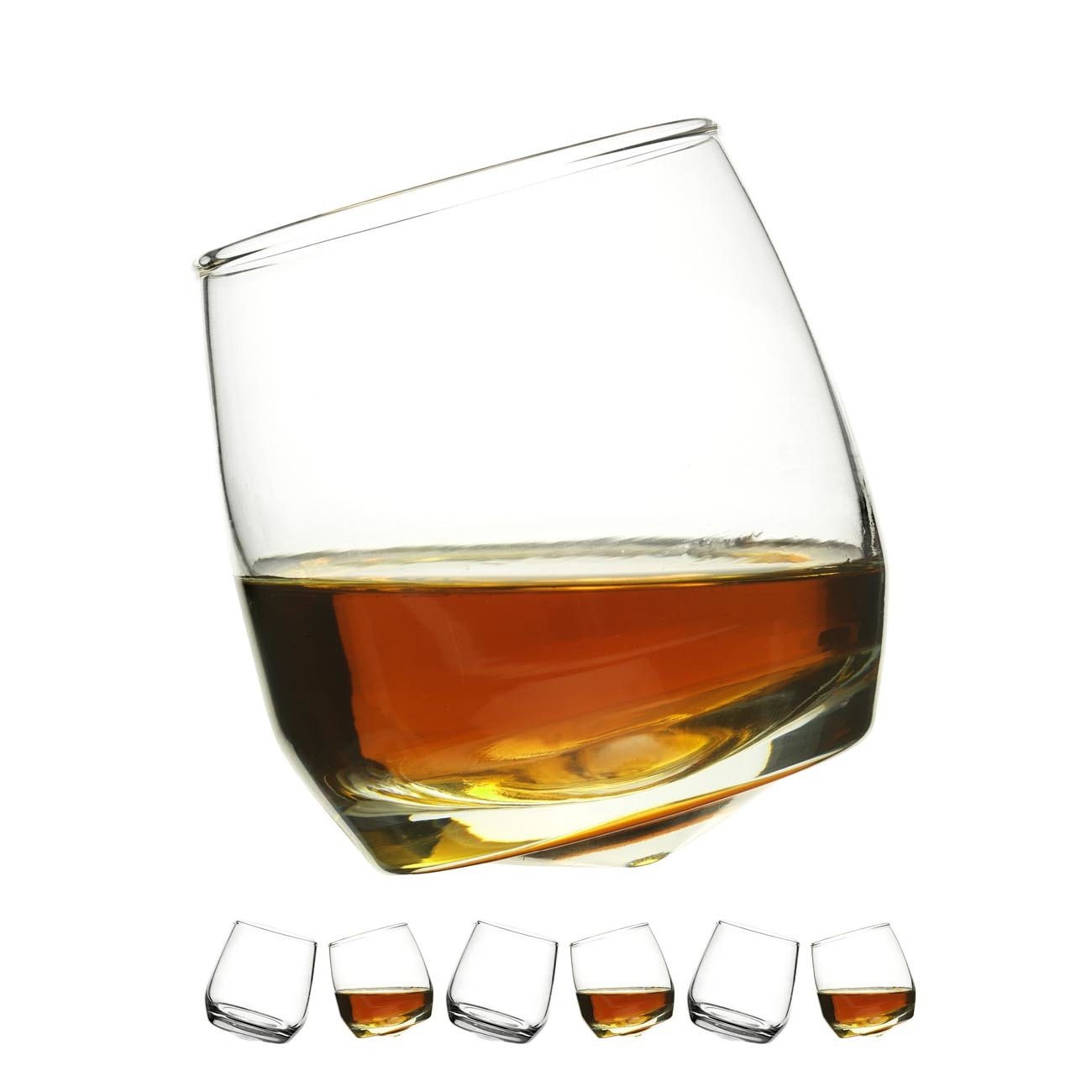 HomeWetBar Roly Poly Rocking Whiskey Glasses, Set of 6 -Rolling whiskey glasses