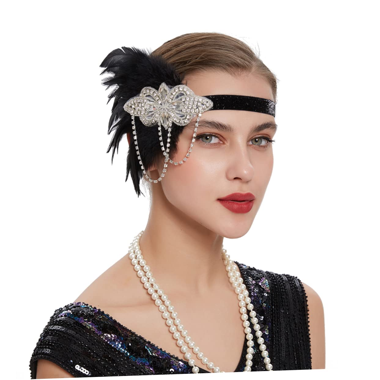 SHERCHPRY 3pezzi Cerchietto Vintage Con Strass e Frange Accessorio Per Per Matrimoni e Feste Eleganti