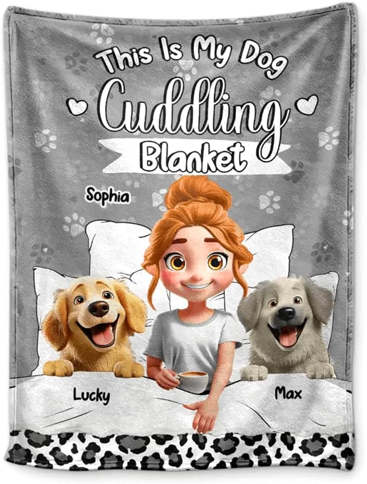 My Dog Cuddling Blanket Personalized Blanket Soft Cozy Sherpa Fleece Throw Blankets, Gift for Pet Lovers, Dog, Christmas, Birthday, Decor