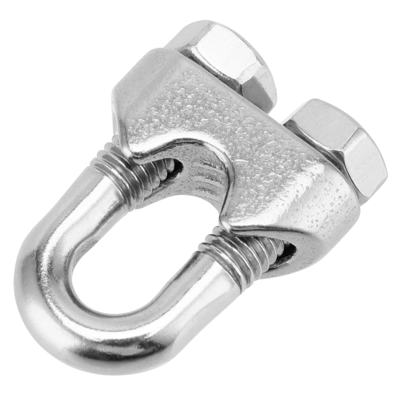 PINGEUI Confezione da 100 morsetti M6 per funi metalliche, clip per funi metalliche placcate argento, morsetti per cavi in acciaio al carbonio, con bullone a U, per cavi