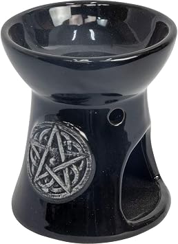 Kheops International Ceramic Oil Burner - Essential Oil Aroma Diffuser, Aromatherapy Candle Tea-Light Holder Pentacle